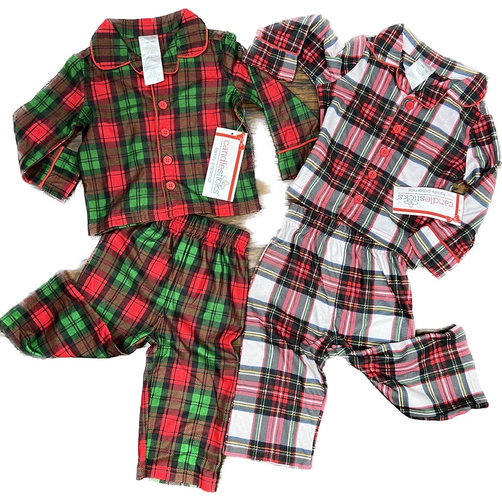 NWT 2 Pair Candlesticks Christmas 2 Pc Pajamas Size 18 Months - Picture 2 of 5